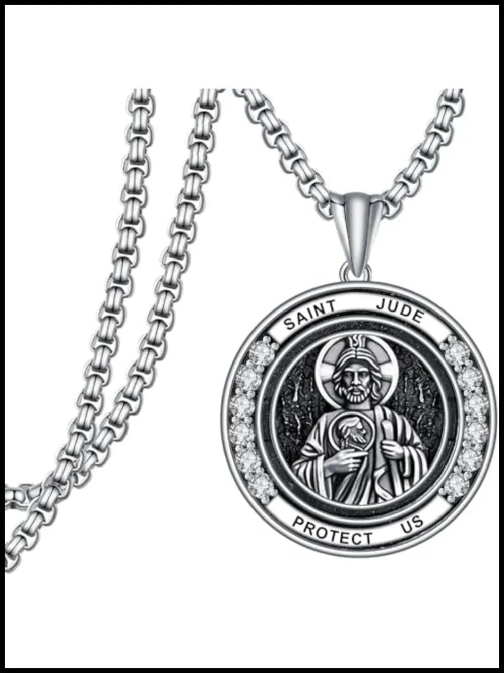 925 Sterling Silver Saint Jude Medal Necklace for Men Women